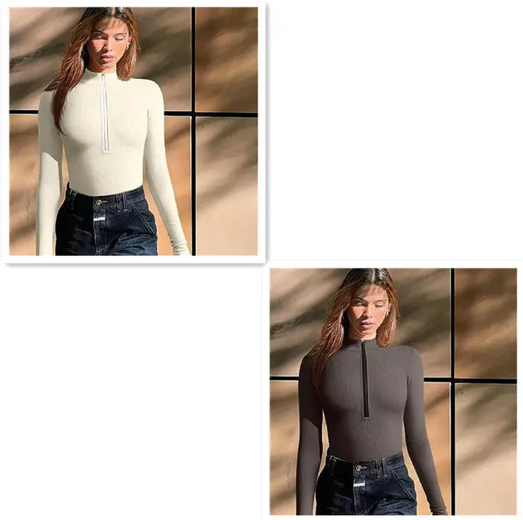 Fashion Long Sleeve Zipper Jumpsuit Seamless Slimming Shapewear For Women Romper hercurva