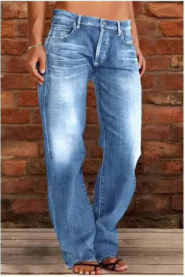 Ripped Jeans Loose Wide Leg Denim Pants Leisure Commuting Trousers Women's Clothing hercurva