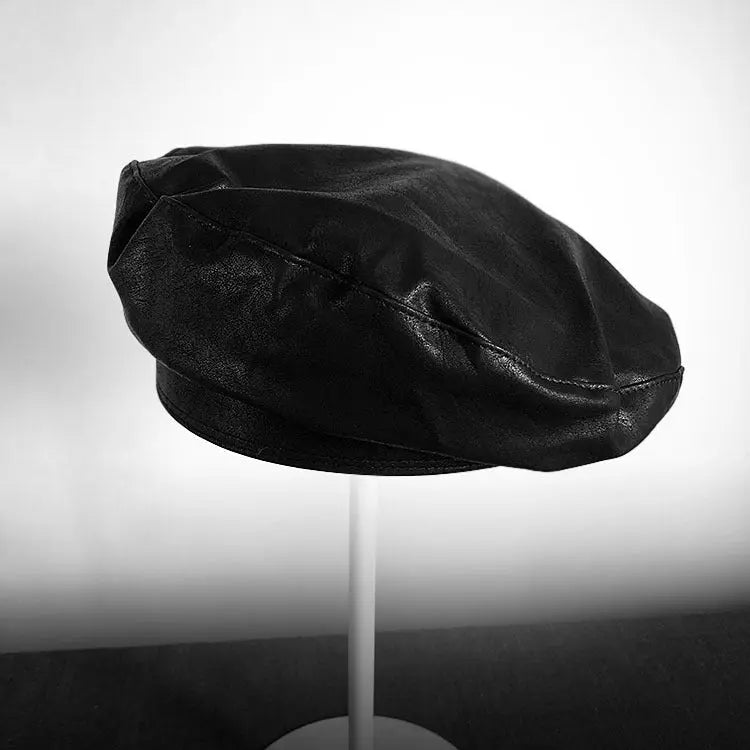 Dark Beret For Women With Large Faces Black Painters Cap hercurva