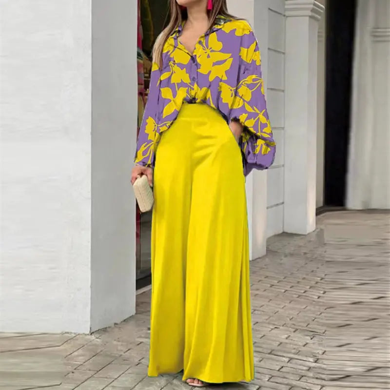 Fashionable Printed Wide-leg Pants hercurva