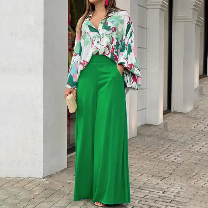 Fashionable Printed Wide-leg Pants hercurva