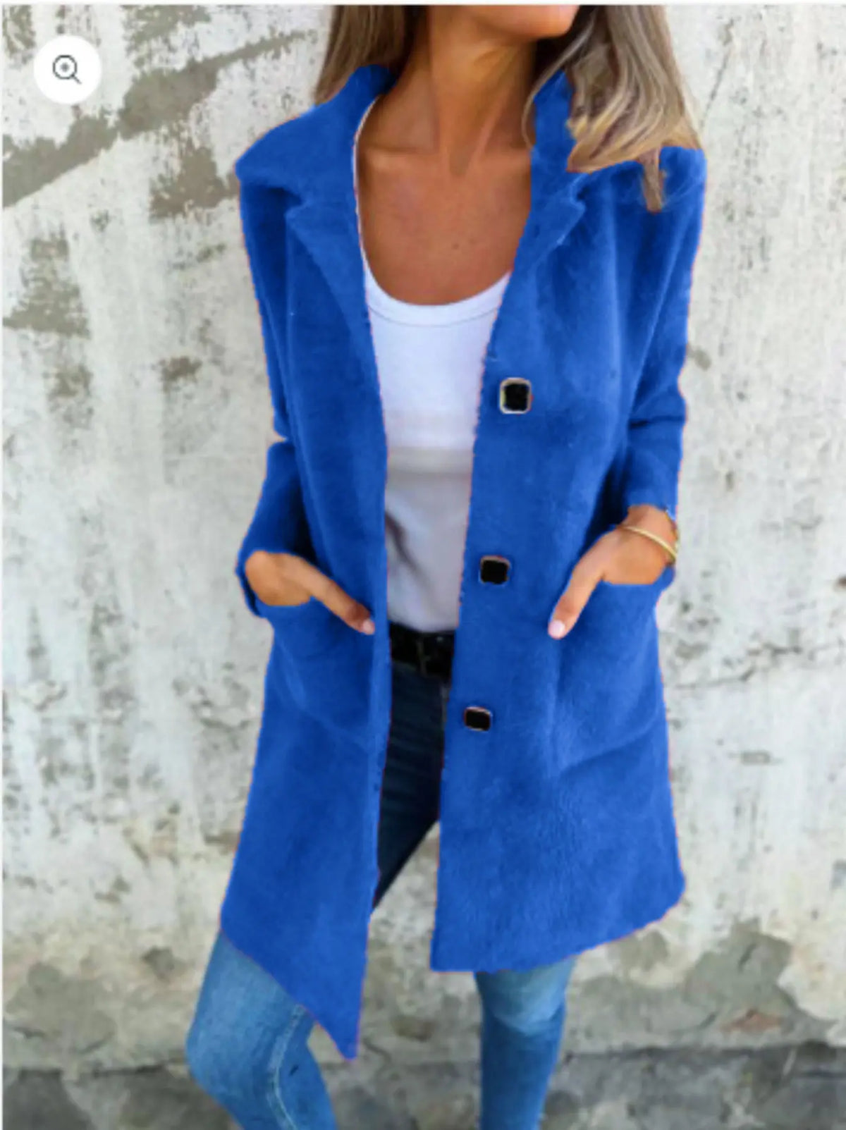 Single-breasted Polo Collar Pocket Mid-length Coat hercurva