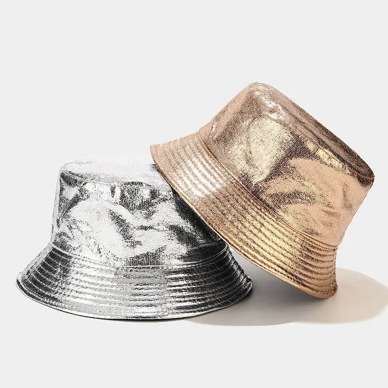 New Lacquer Leather Fisherman Hat Female Creativity hercurva
