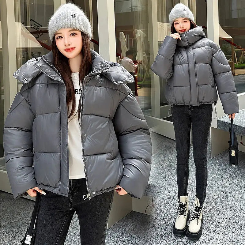 Elegant Fluffy Hooded Cotton Jacket Puffer Jacket Coat Warm Commute hercurva
