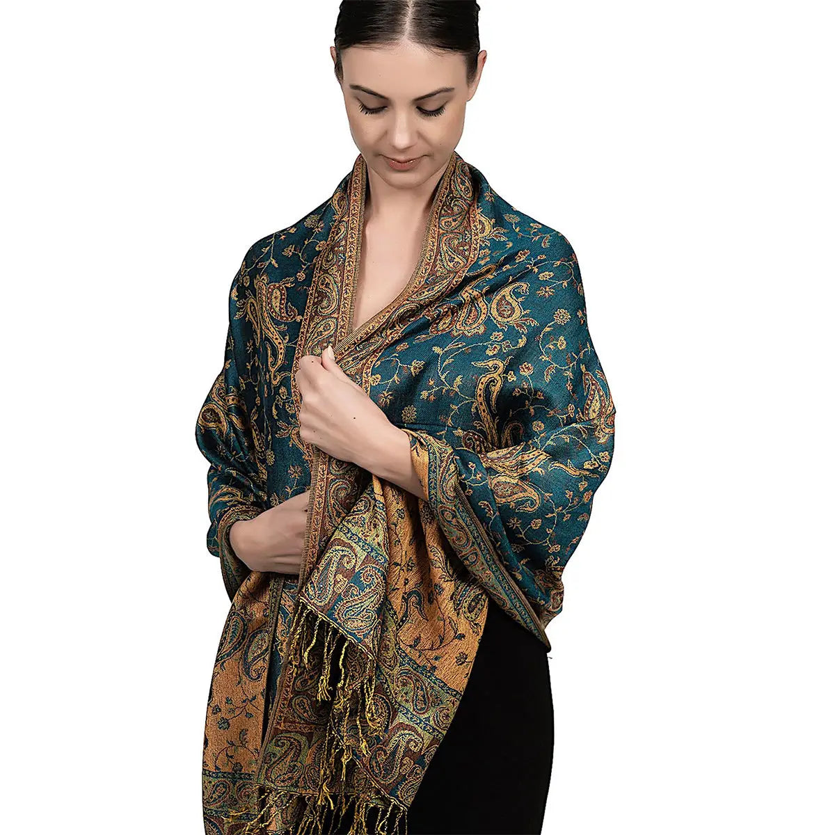 Ethnic Style Vintage Tassel Shawl Middle East Paisley Jacquard hercurva