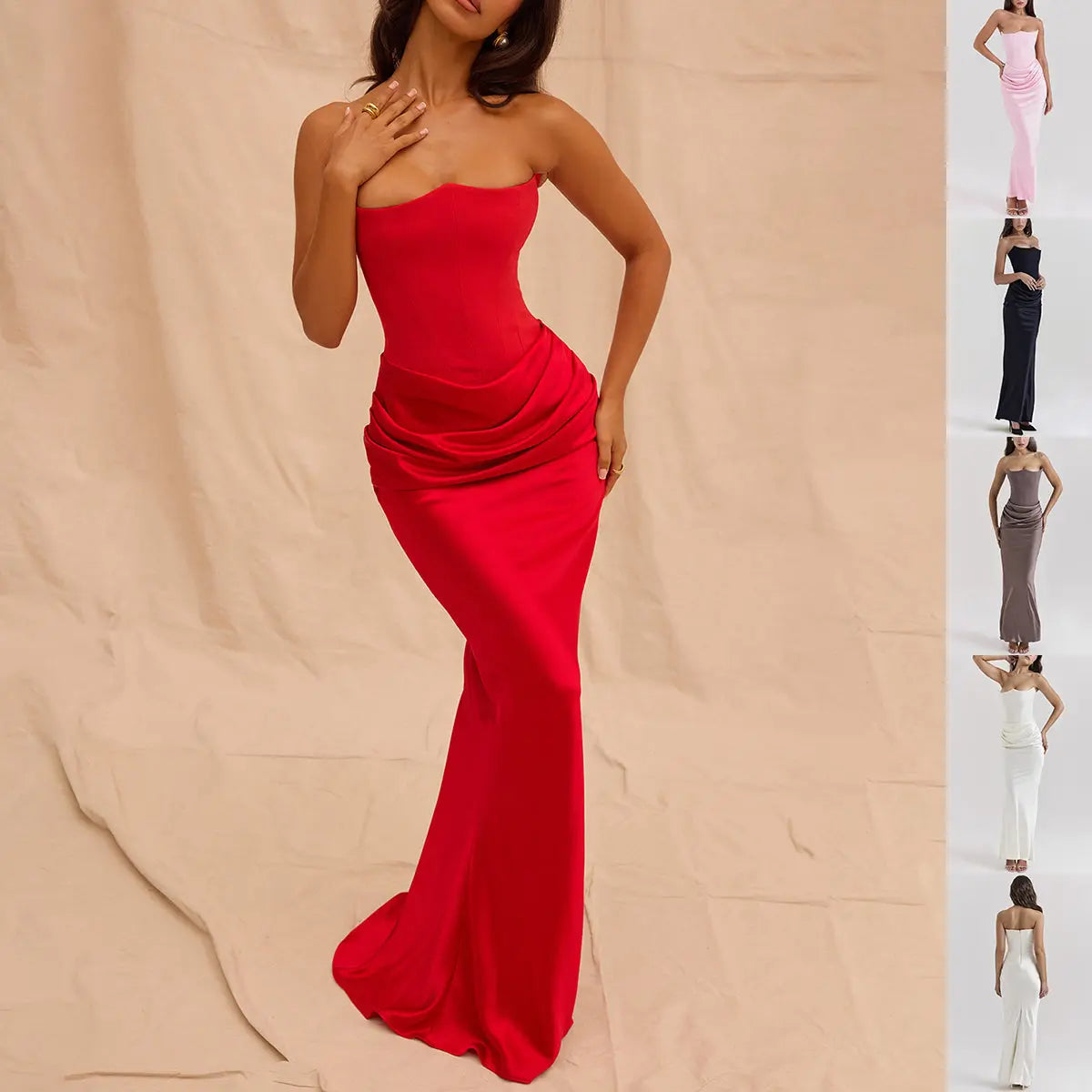 Slim Tube Top Long Dress Sexy Fashion Bandeau Backless Party Evening Dresses For Women Clothing hercurva