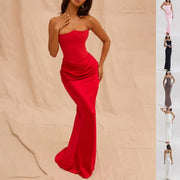 Slim Tube Top Long Dress Sexy Fashion Bandeau Backless Party Evening Dresses For Women Clothing hercurva
