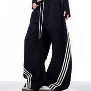 Striped Lace-up Machete Casual Pants Loose Wide-leg Pants hercurva