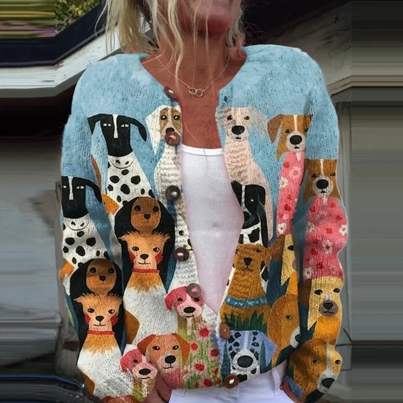 3D Digital Printing Cardigan Knitted Coat hercurva