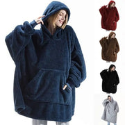 Hoodie Sweatshirt With Big Pocket Tops Sweater Comfortable Loose Double-Sided Fleece Thicker Wearable Blanket hercurva