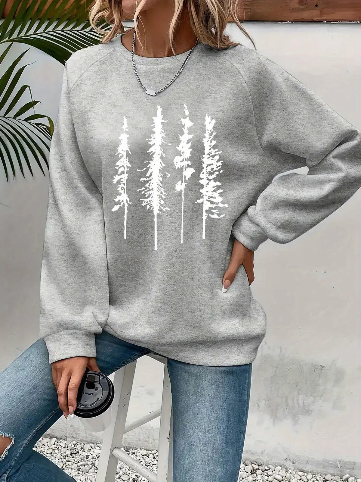 Casual Heart Print Crew Neck Pullover Sweatshirt - Soft Slightly Stretch Polyester Fabric, Machine Washable, Perfect For Spring And Fall - Women's Long Sleeve Casual Wear hercurva