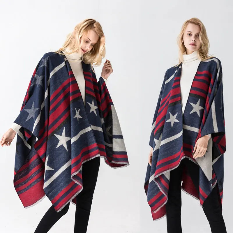 Cashmere Cape Split Shawl Air Conditioning Blanket hercurva