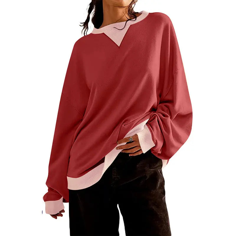 Loose Casual Contrast Color Sweater For Women hercurva