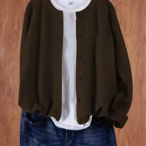 Pure Color Warm Keeping Knitted Cardigan For Women hercurva