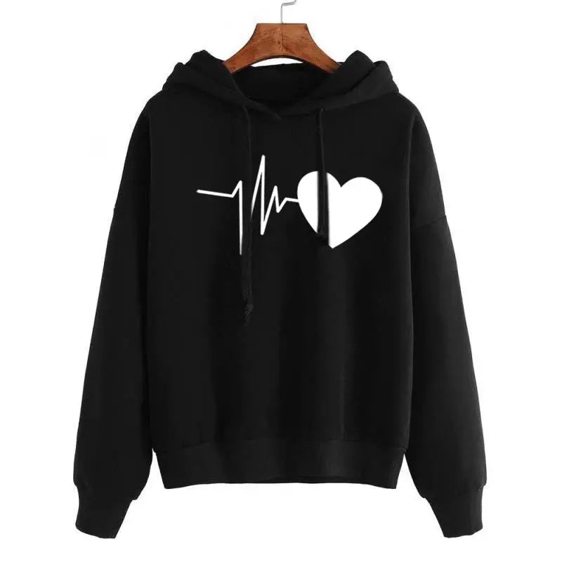 Heart Print Streetwear Hoodies Women Sweatshirt Spring Autumn Long Sleeve Hoodie Clothes hercurva