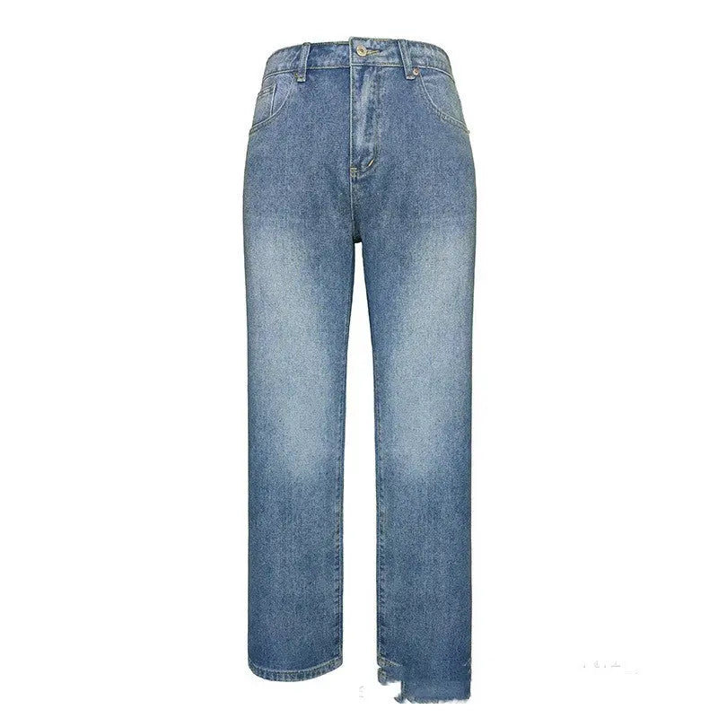 Women's Jeans Loose Mid Waist Casual Straight-leg hercurva