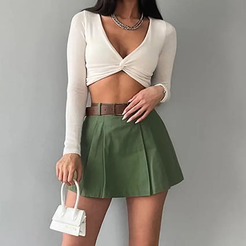 Women's Fashion Solid Color High Waist Skirt hercurva