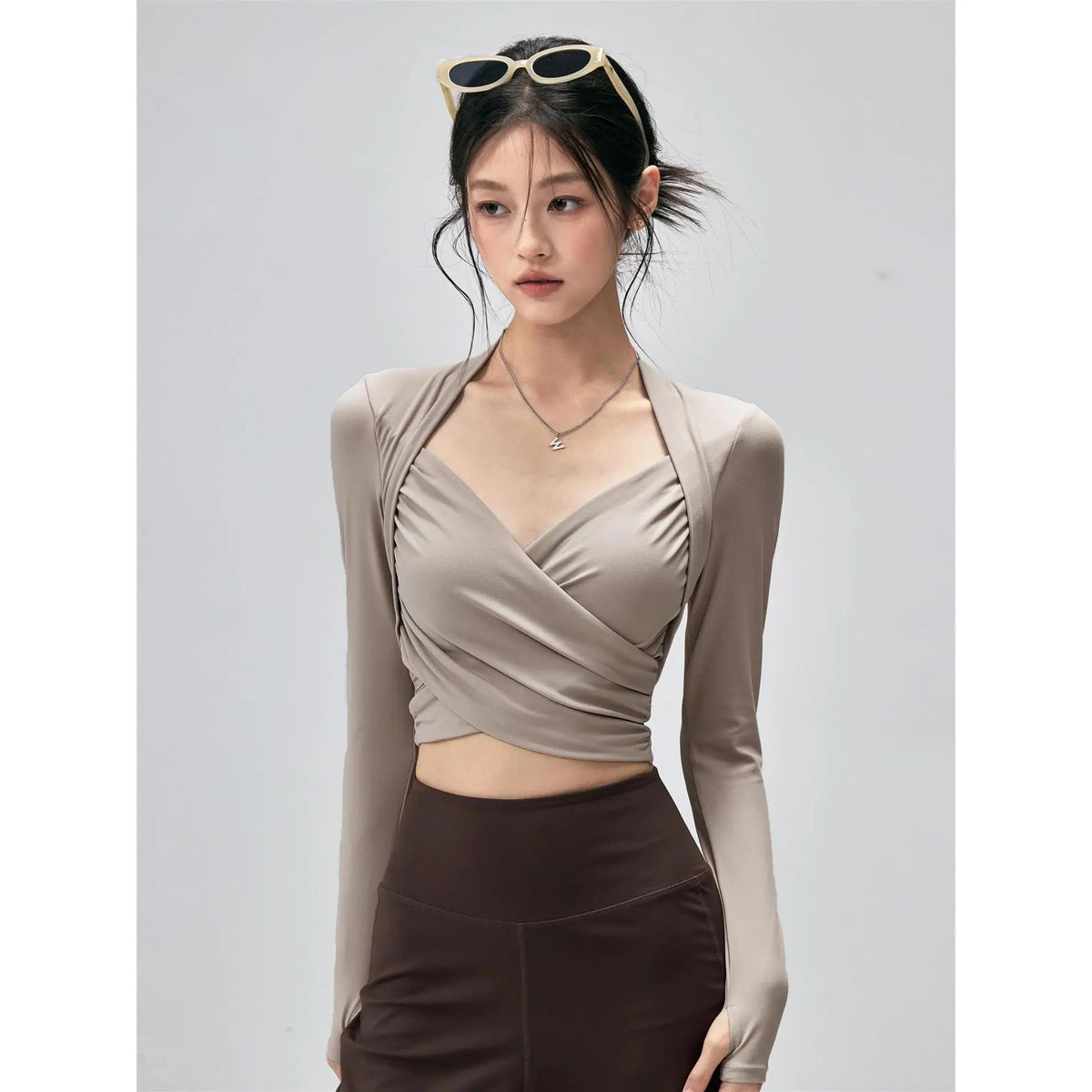 Fitness Top With Chest Pads Yoga WearTight-fitting Long-sleeve Activewear hercurva