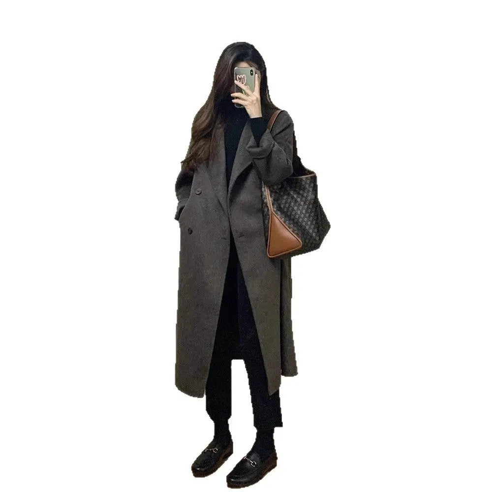 Women's Thickened Knee-length Mid-long Korean-style Wool Coat hercurva