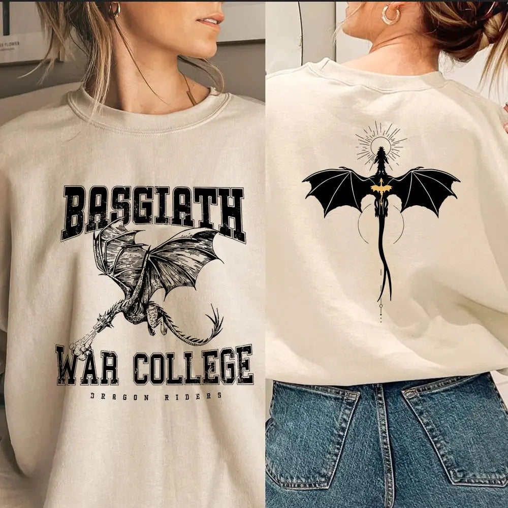 Vintage Fourth Wing Sweatshirt Dragon Rider 2 Side Print Bas hercurva
