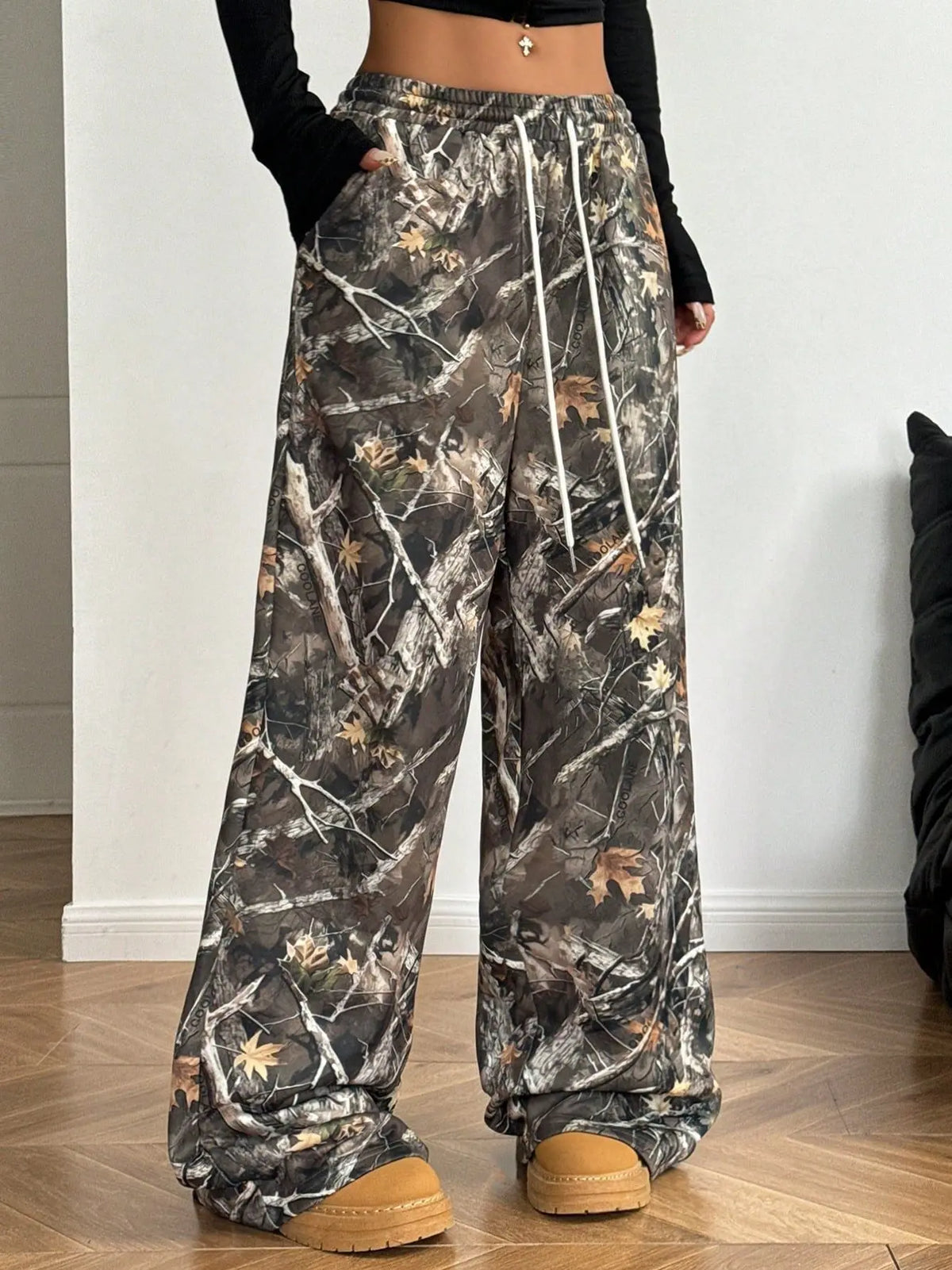 Leopard Print Floral Print Casual Jumpsuit Wide Leg Loose hercurva
