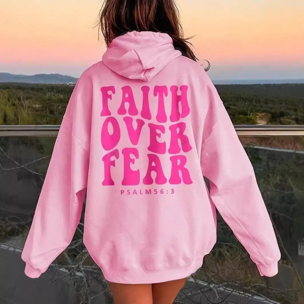 New Letter Print Pullover Hooded Sweater hercurva
