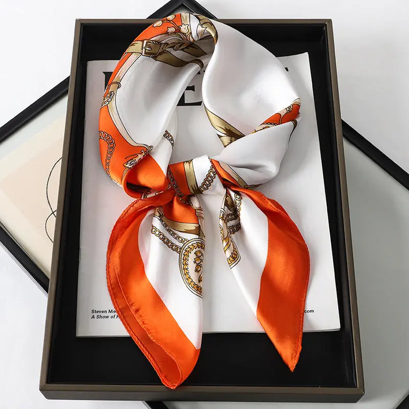Artificial Silk Striped High-grade Korean Style Stylish Beach Arm Bag Silk Scarf hercurva