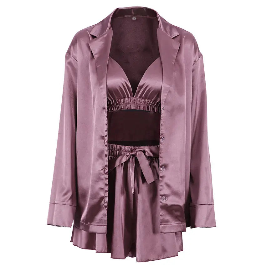 Luxury Comfortable Pajamas For Women 3 Piece Loungewear Set hercurva