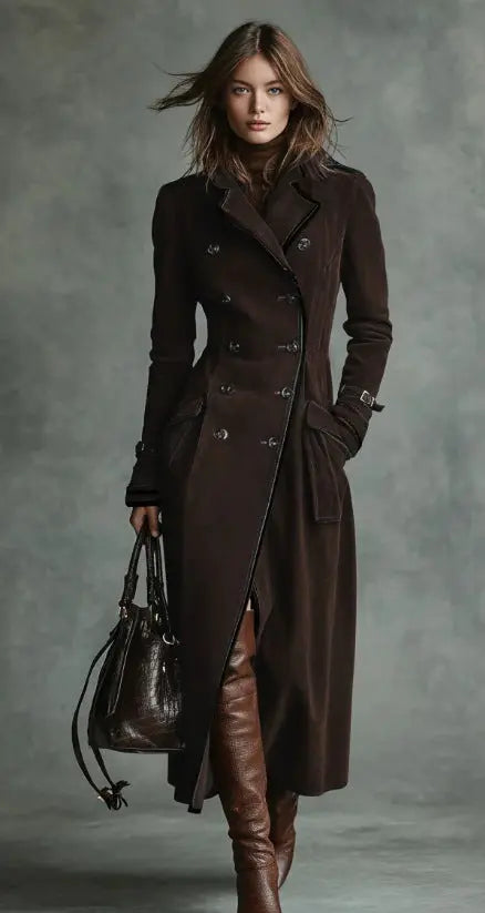 New Women's Clothing Fall Winter Coat Lapel Western Style Suede Long hercurva