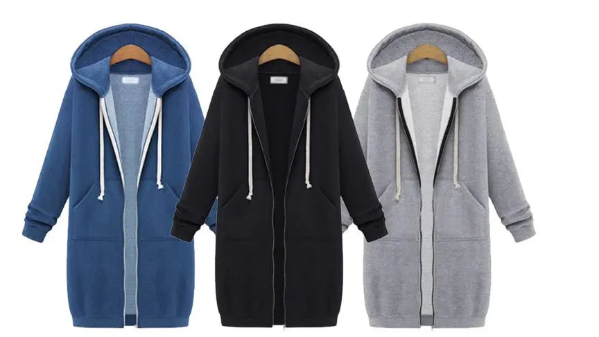 Hooded Long-sleeved Winter Sweater Women's Jacket In A Long Thick Shirt hercurva
