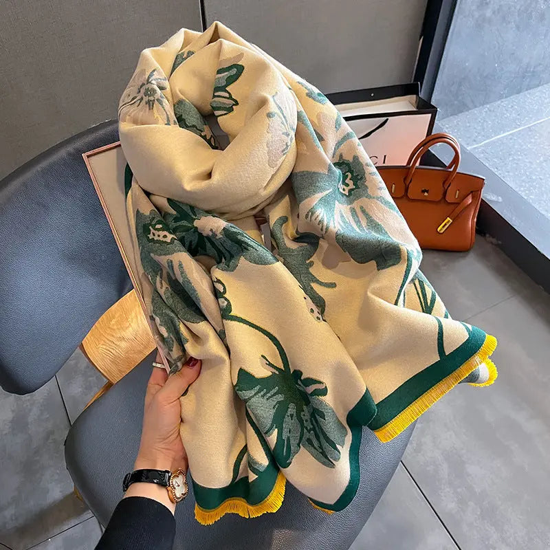 Double-sided Winter Thicken Thermal Scarf Temperament Shawl Outer Match hercurva