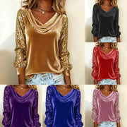 Elegant Velvet Long Sleeve Shirts For Women Autumn Winter Solid Color Loose Women Blouses Fashion Pullover Tops Party Clothes hercurva