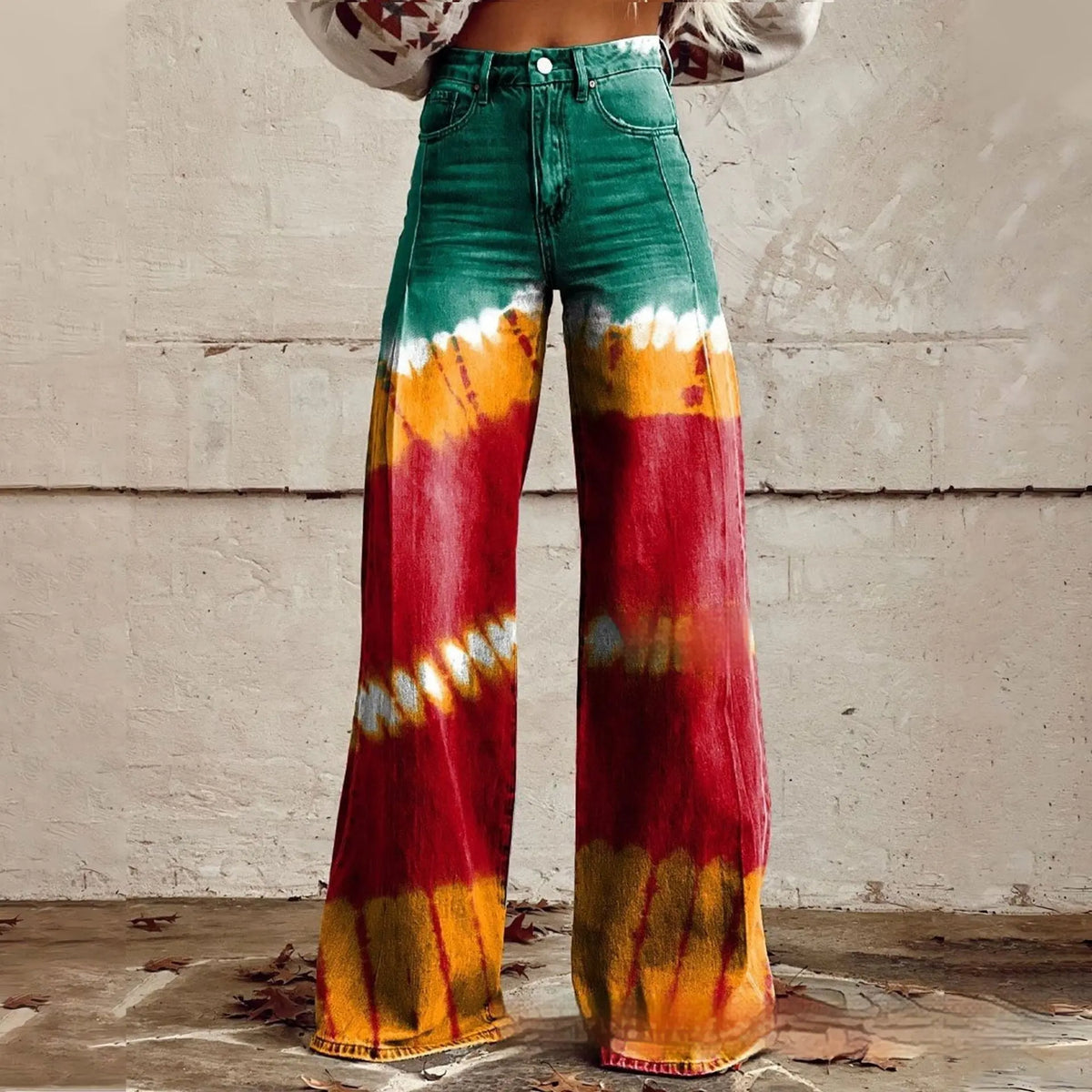 Foreign Trade Plus Size Women's Casual Pants Thin Imitation Jeans Wide Leg hercurva