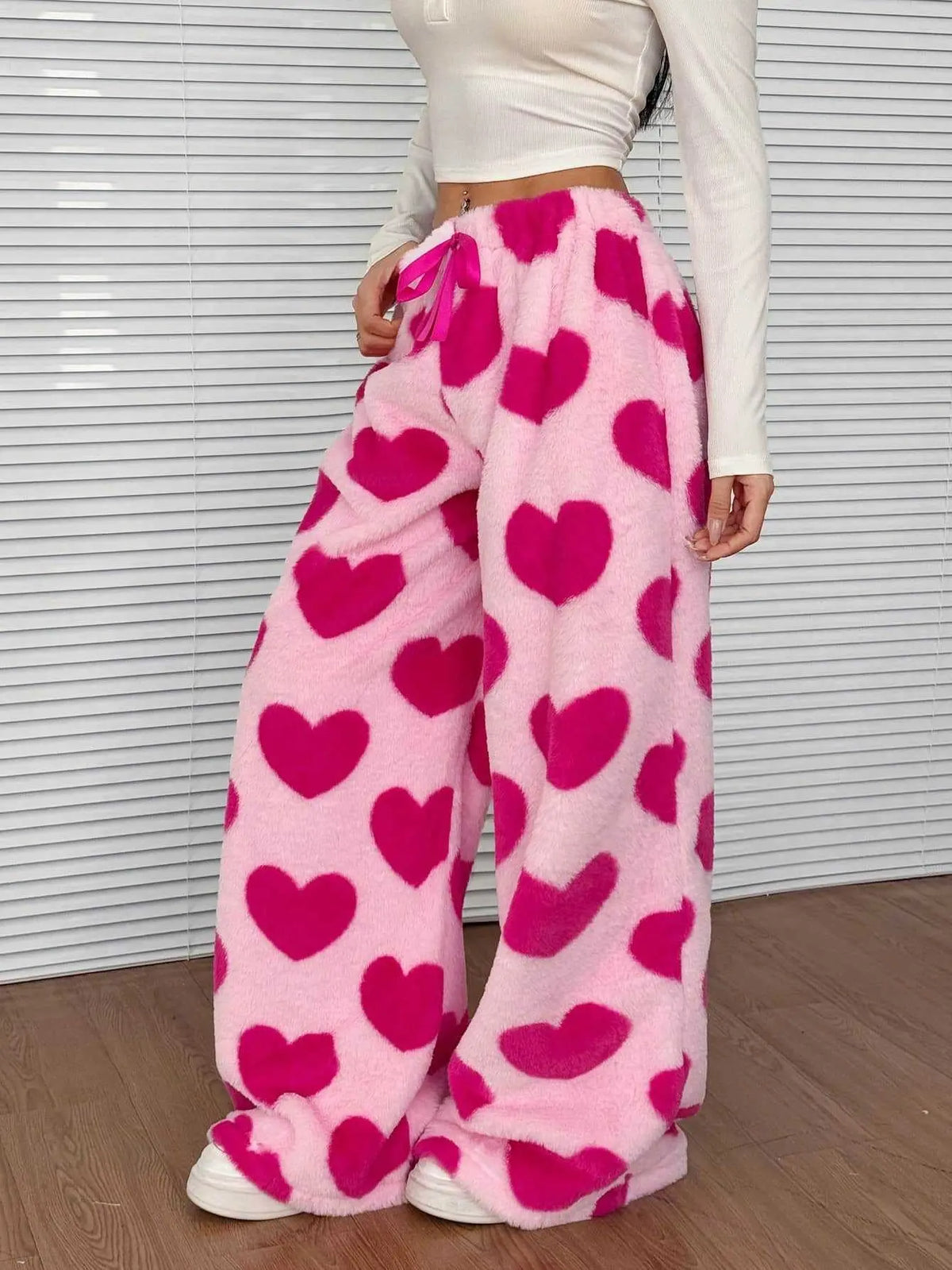 New Casual Leopard Print Lace-up Wide-leg Pants hercurva