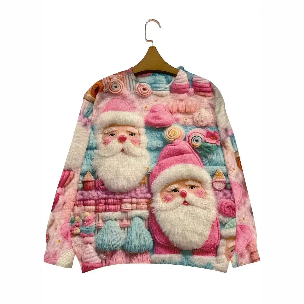 Women's Pullover Christmas Pattern Round Neck Sweatshirt hercurva