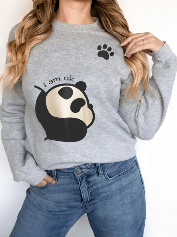 Women's Long Sleeved Panda Print Hoodie hercurva