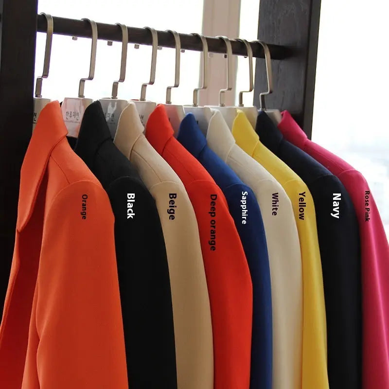Mid-length Suit Spring Women's Long Sleeve Plus Size Nylon Slimming Versatile Straight Style hercurva