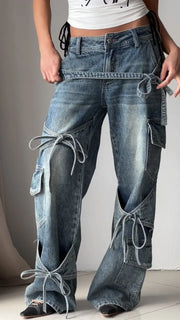 Denim Utility Jeans With Knot - Tied Elements hercurva
