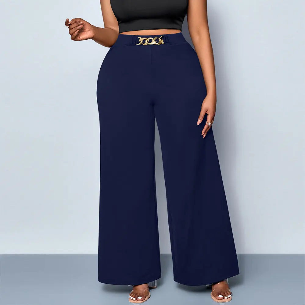 Summer Plus Size Metal Buckle Trousers For Women hercurva