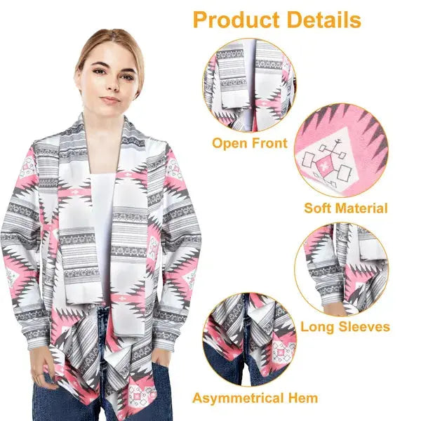Women Open Front Cardigan Long Sleeve Shawl Neck Breathable Cardigan Well Collection hercurva