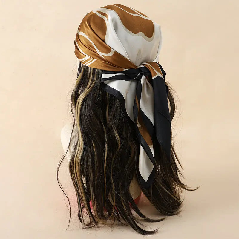 Artificial Silk Striped High-grade Korean Style Stylish Beach Arm Bag Silk Scarf hercurva