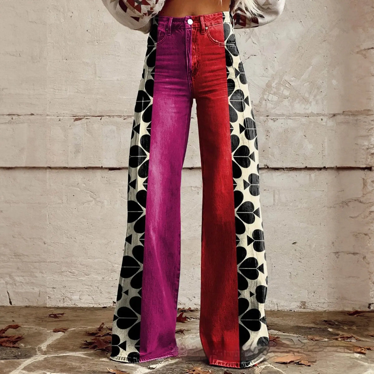 Foreign Trade Plus Size Women's Casual Pants Thin Imitation Jeans Wide Leg hercurva
