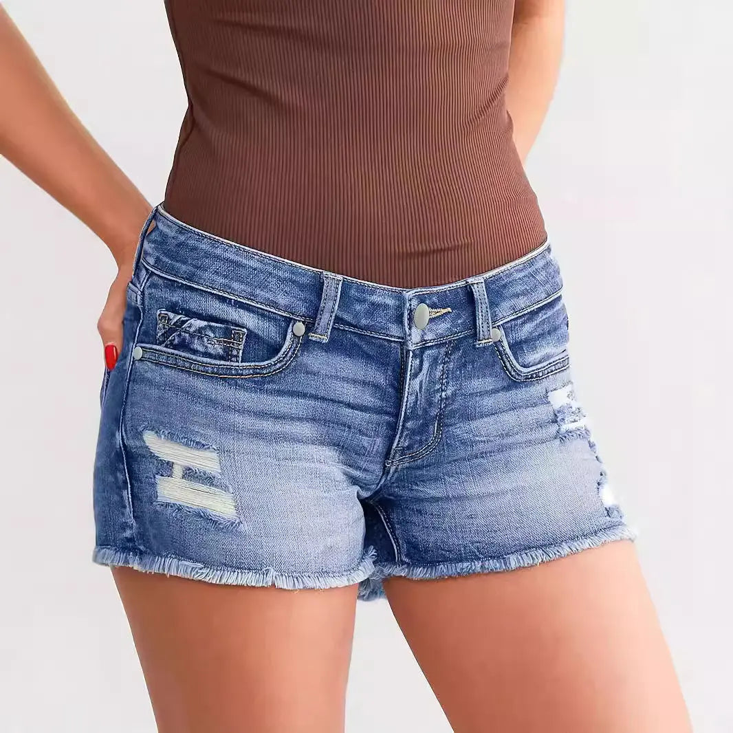 Ladies Ripped Wadding Button Shorts hercurva