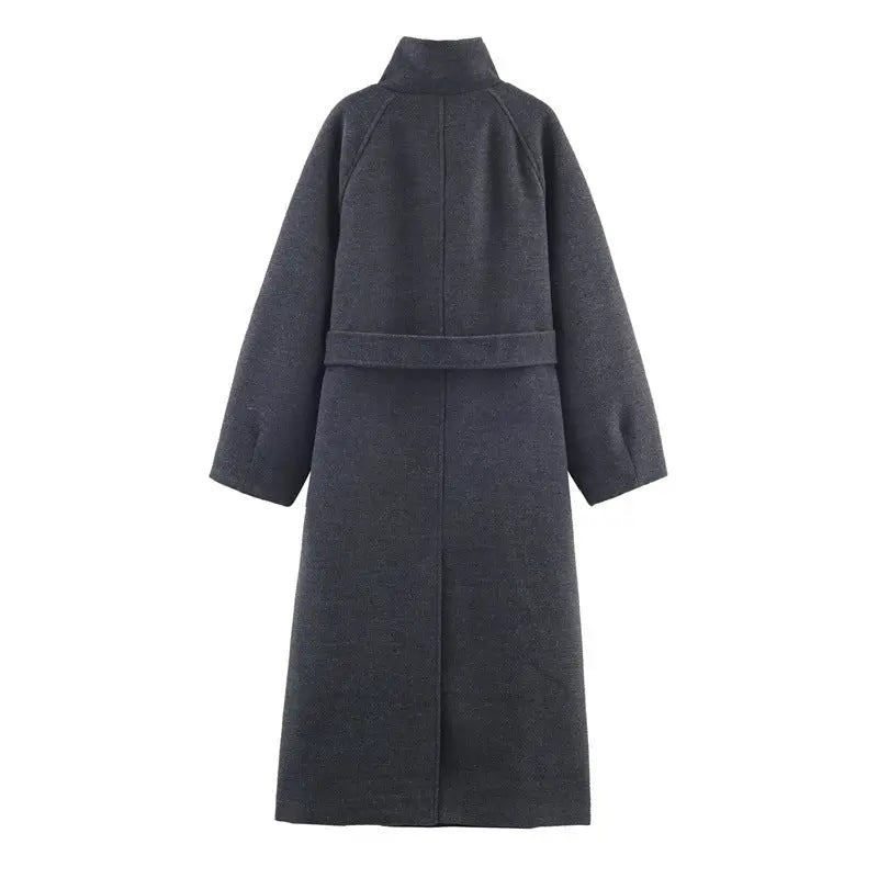 Women's Stand Collar Belt Overcoat Coat hercurva
