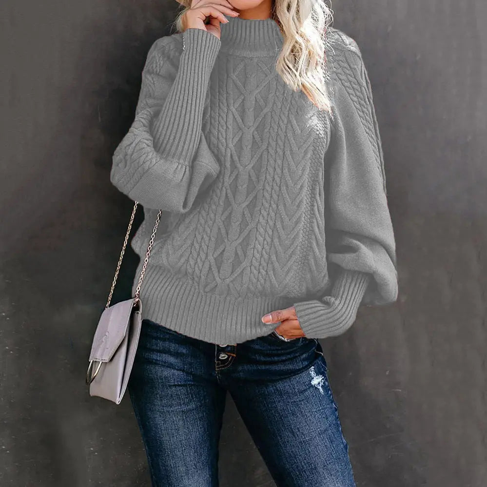 New Style Medium Neck Sweater Women's Loose Long Sleeve Knitting hercurva