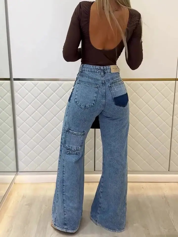 Trendy Light Blue High - Waisted Flared Jeans hercurva