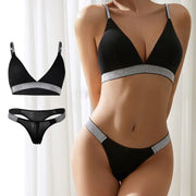 Knitted Thread Rhinestone Wireless Underwear Underwear Women's Bra Set hercurva