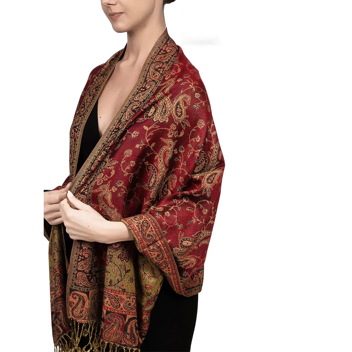 Ethnic Style Vintage Tassel Shawl Middle East Paisley Jacquard hercurva