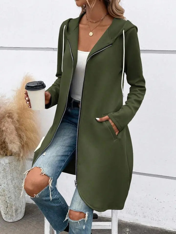 Personality Street Zip Hooded Long Velvet Lining Sweatshirt hercurva