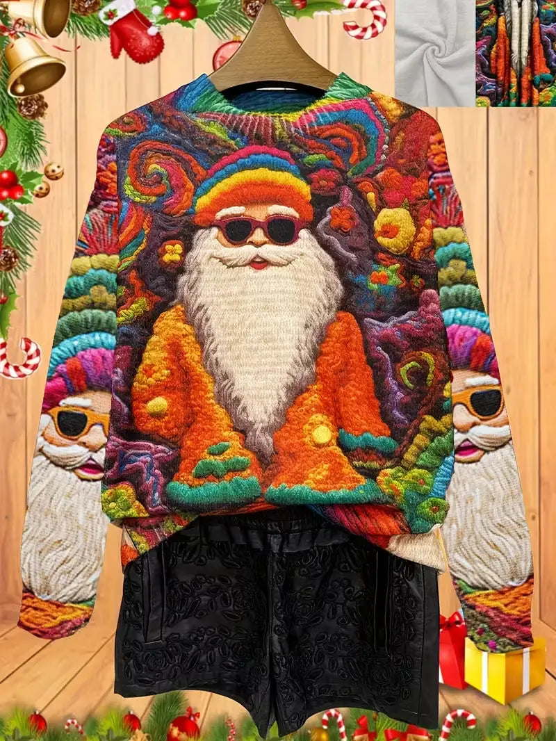 Women's Pullover Christmas Pattern Round Neck Sweatshirt hercurva